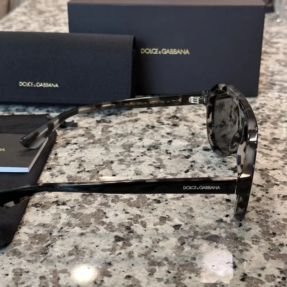 Dolce & Gabbana NEW DG 4452 Pilot Sunglasses Black on Grey Havana Aviator $415